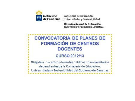 CONVOCATORIA DE PLANES DE FORMACIÓN DE CENTROS DOCENTES