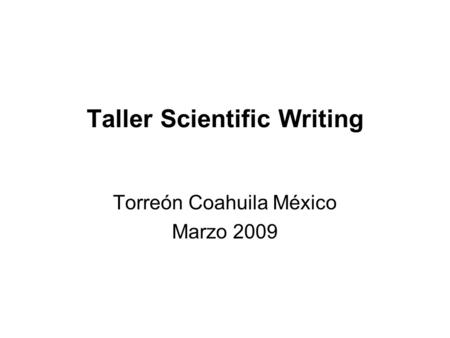Taller Scientific Writing