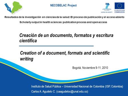 Creación de un documento, formatos y escritura científica