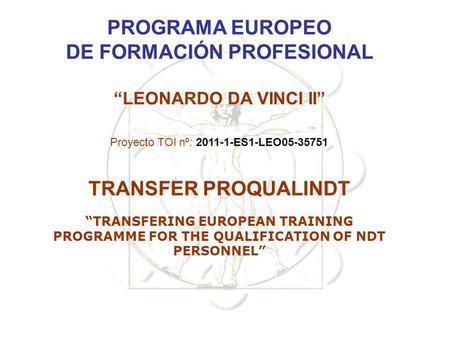 DE FORMACIÓN PROFESIONAL “TRANSFERING EUROPEAN TRAINING
