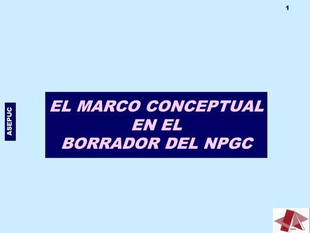 EL MARCO CONCEPTUAL EN EL BORRADOR DEL NPGC