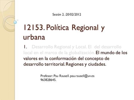 Política Regional y urbana