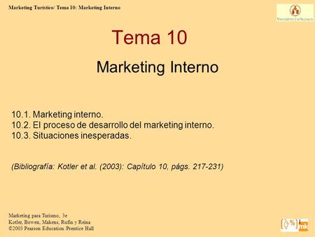 Tema 10 Marketing Interno Marketing interno.