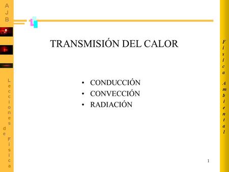 Ambiental Física TRANSMISIÓN DEL CALOR CONDUCCIÓN CONVECCIÓN RADIACIÓN.