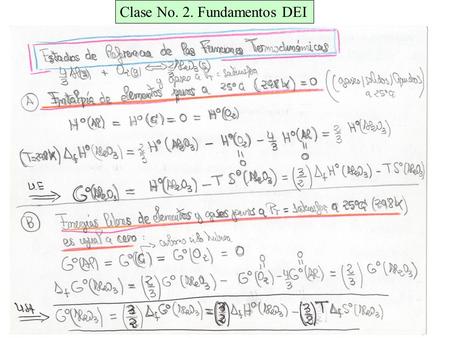 Clase No. 2. Fundamentos DEI. Calcular la energía libre estándar asociada a la oxidación del hierro por el agua a 25 ºC para formar Fe 2 O 3 (óxido.
