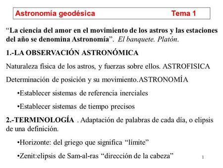 Astronomía geodésica				Tema 1