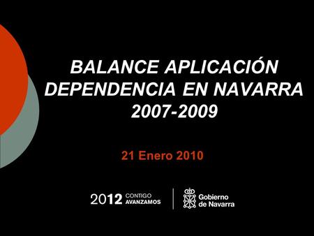 BALANCE APLICACIÓN DEPENDENCIA EN NAVARRA 2007-2009 21 Enero 2010.