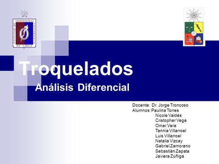 Troquelados Análisis Diferencial Docente: Dr. Jorge Troncoso