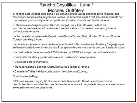 Rancho Coyotillos Luna / Morales Outffiters