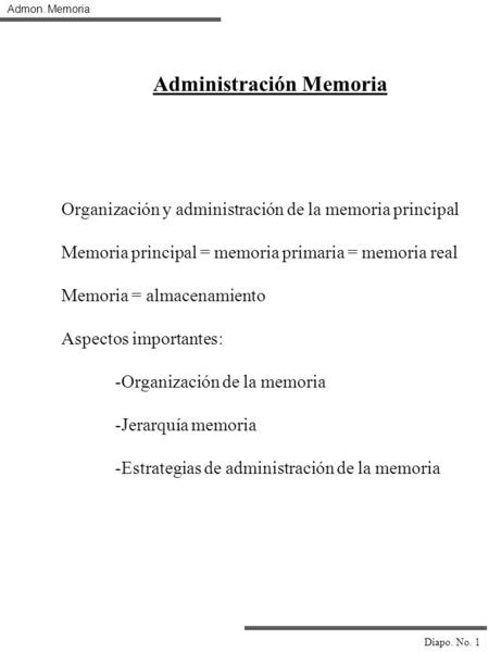 Administración Memoria