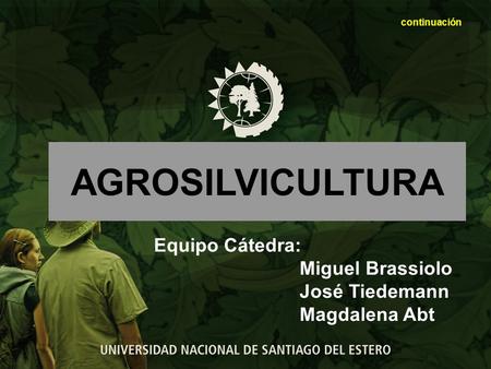 AGROSILVICULTURA Equipo Cátedra: Miguel Brassiolo José Tiedemann