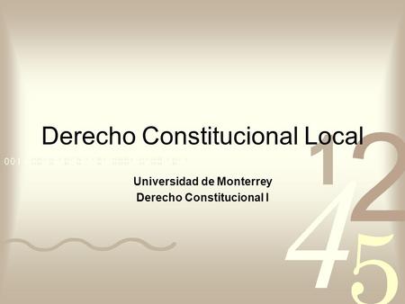 Derecho Constitucional Local