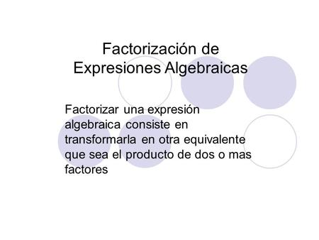 Factorización de Expresiones Algebraicas