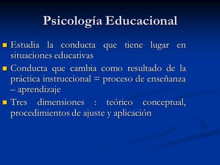 Psicología Educacional