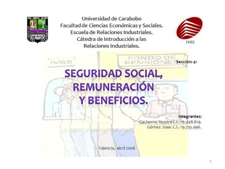Seguridad social, Remuneración y Beneficios.