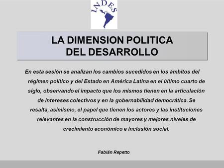 LA DIMENSION POLITICA DEL DESARROLLO