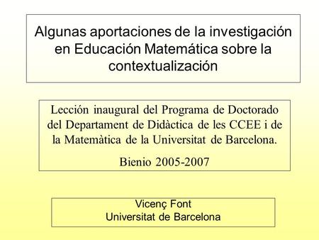 Vicenç Font Universitat de Barcelona