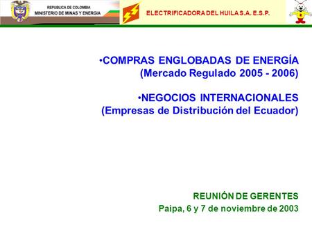 COMPRAS ENGLOBADAS DE ENERGÍA (Mercado Regulado )