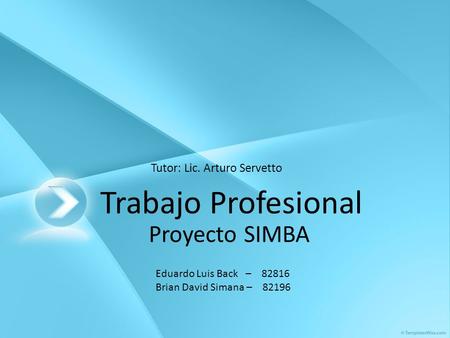 Trabajo Profesional Proyecto SIMBA Tutor: Lic. Arturo Servetto