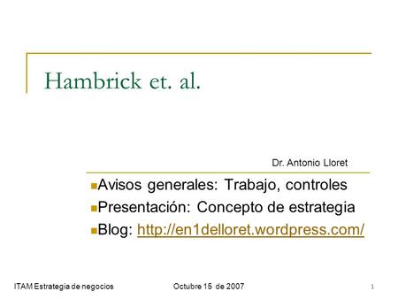 Hambrick et. al. Avisos generales: Trabajo, controles