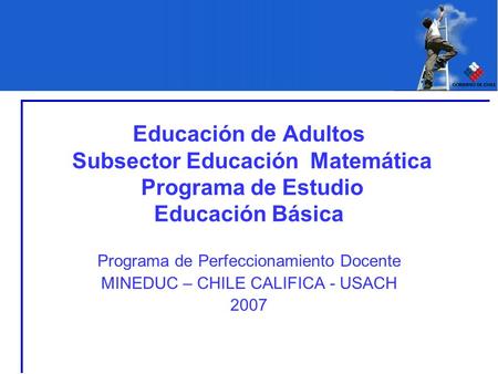 Programa de Perfeccionamiento Docente MINEDUC – CHILE CALIFICA - USACH