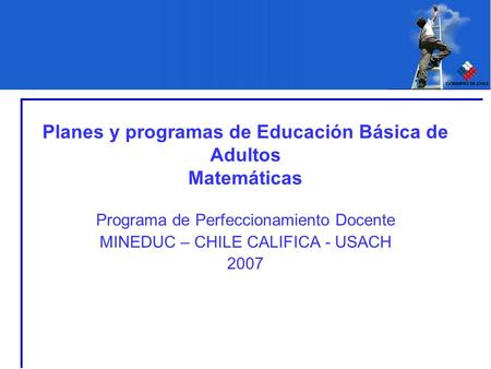 Planes y programas de Educación Básica de Adultos Matemáticas