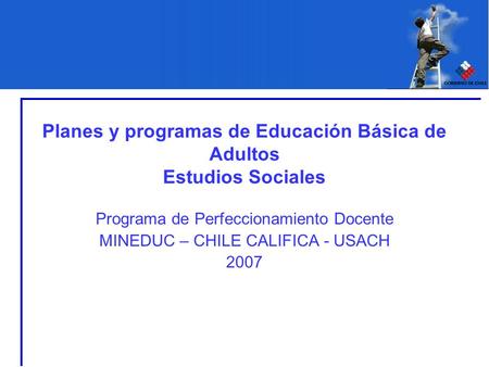 Planes y programas de Educación Básica de Adultos Estudios Sociales