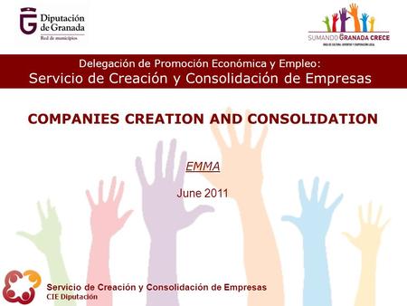Delegación de Promoción Económica y Empleo: Servicio de Creación y Consolidación de Empresas CIE Diputación COMPANIES CREATION AND CONSOLIDATION EMMA June.
