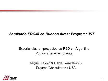Seminario ERCIM en Buenos Aires: Programa IST
