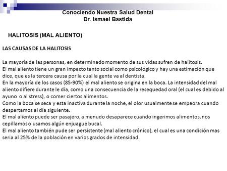 Conociendo Nuestra Salud Dental Dr. Ismael Bastida
