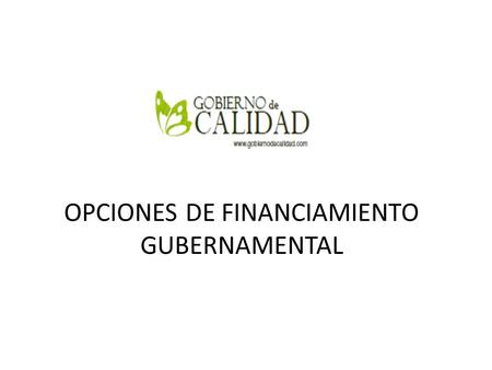 OPCIONES DE FINANCIAMIENTO GUBERNAMENTAL