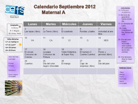 Calendario Septiembre 2012