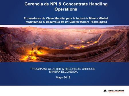 Gerencia de NPI & Concentrate Handling Operations