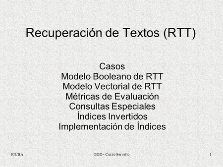 Recuperación de Textos (RTT)‏