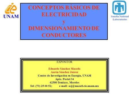 CONCEPTOS BÁSICOS DE ELECTRICIDAD y DIMENSIONAMIENTO DE CONDUCTORES