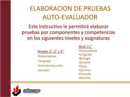 ELABORACION DE PRUEBAS AUTO-EVALUADOR
