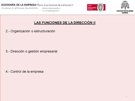 LAS FUNCIONES DE LA DIRECCIÓN II