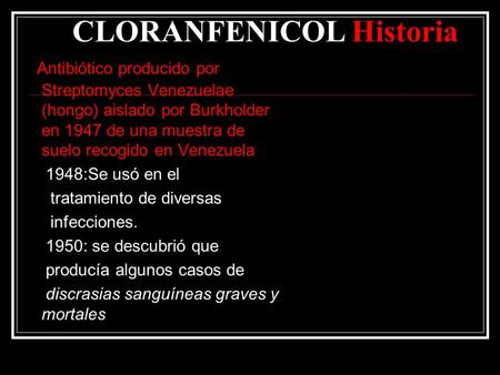 CLORANFENICOL Historia