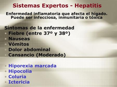 Sistemas Expertos - Hepatitis