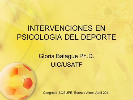 INTERVENCIONES EN PSICOLOGIA DEL DEPORTE
