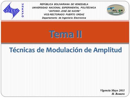 Tema II Técnicas de Modulación de Amplitud