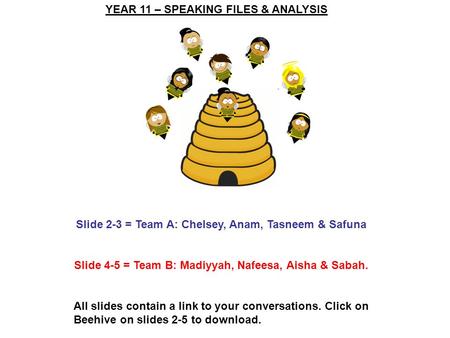 Slide 4-5 = Team B: Madiyyah, Nafeesa, Aisha & Sabah.