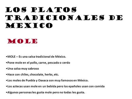 Los platos tradicionales de mexico