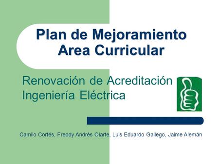 Plan de Mejoramiento Area Curricular
