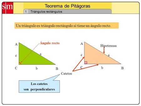 Teorema de Pitágoras 1 Triángulos rectángulos