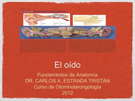 El oído Fundamentos de Anatomía DR. CARLOS A. ESTRADA TRISTÁN