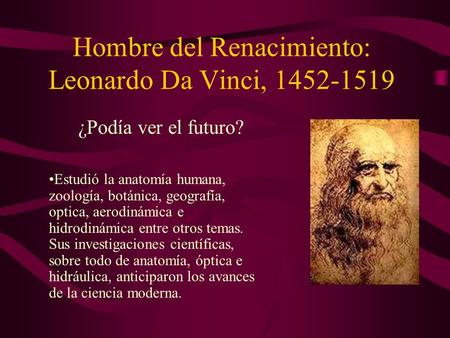 Hombre del Renacimiento: Leonardo Da Vinci,