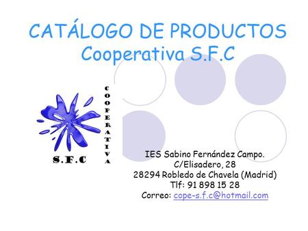 CATÁLOGO DE PRODUCTOS Cooperativa S.F.C