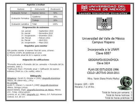 Universidad del Valle de México Campus Hispano Incorporada a la UNAM