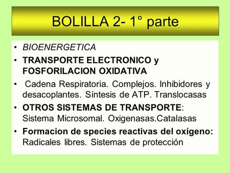 BOLILLA 2- 1° parte BIOENERGETICA